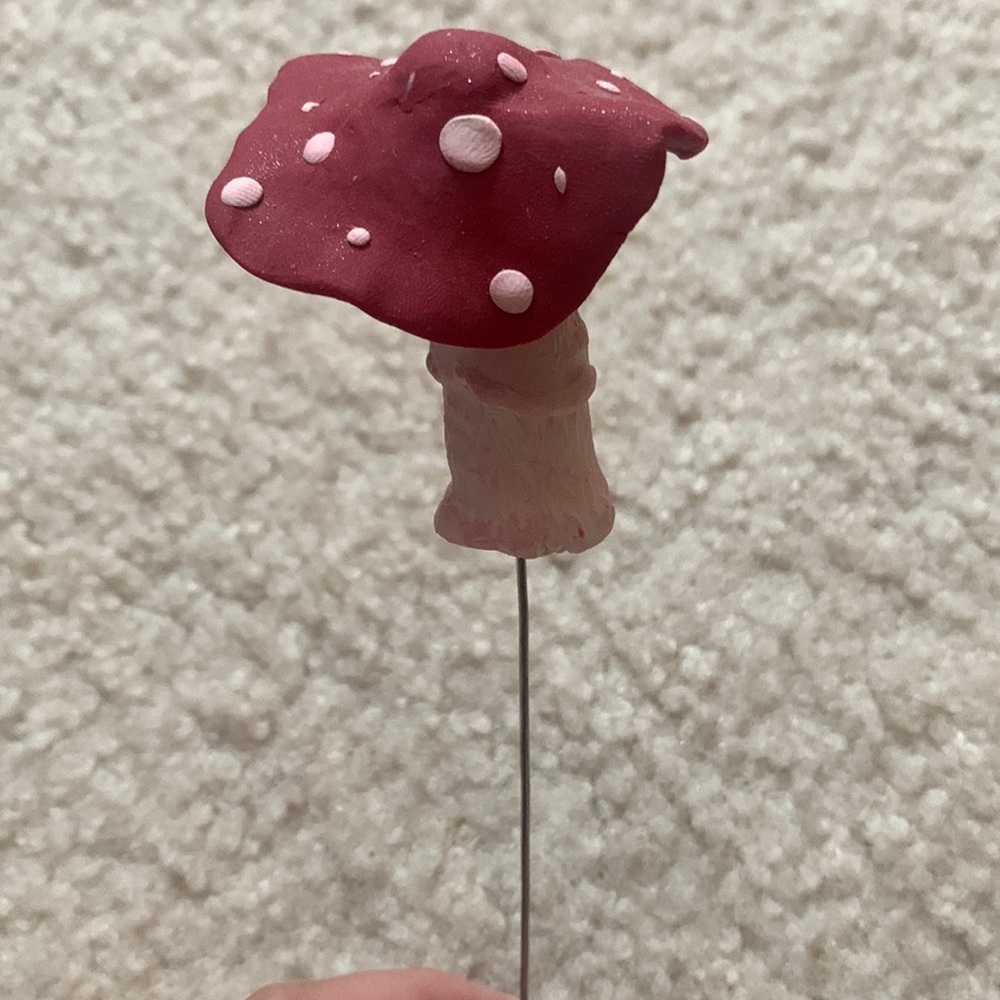 Red mushroom potted plant decor